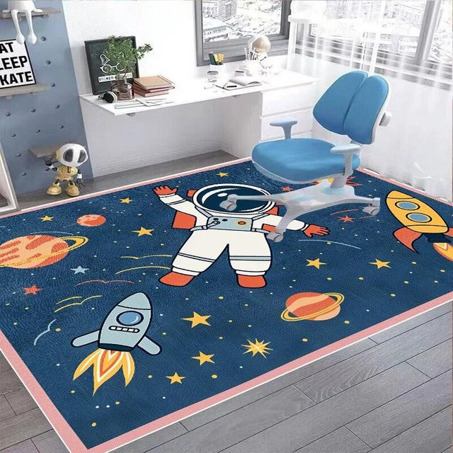 Karpetti Weltraum Astronaut Cartoon Teppich für Kinderzimmer und Wohnzimmer, Waschbar und Rutschfest, B/T: 200 x 230 cm - Bild 1