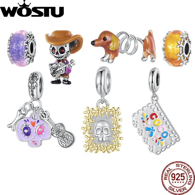 WOSTU Anhänger Totenkopf Gitarrist, 925 Silber, Damen - Bild 1