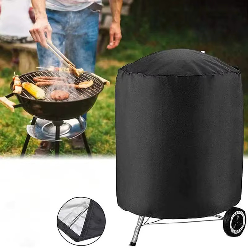 Robuste Outdoor-Grillabdeckung für runde Holzkohlegrills in Schwarz, B/T/H: 77,0 x 58,0 cm - Bild 4