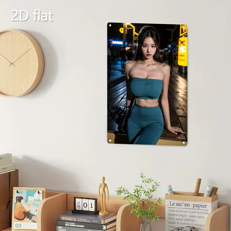 CIFBUY Metallschild Wandkunst mit weiblichem Portrait und Eisenrahmen, modernes Dekorationsobjekt für Zuhause oder Büro, B/H: 30,0 x 20,0 cm - Bild 4