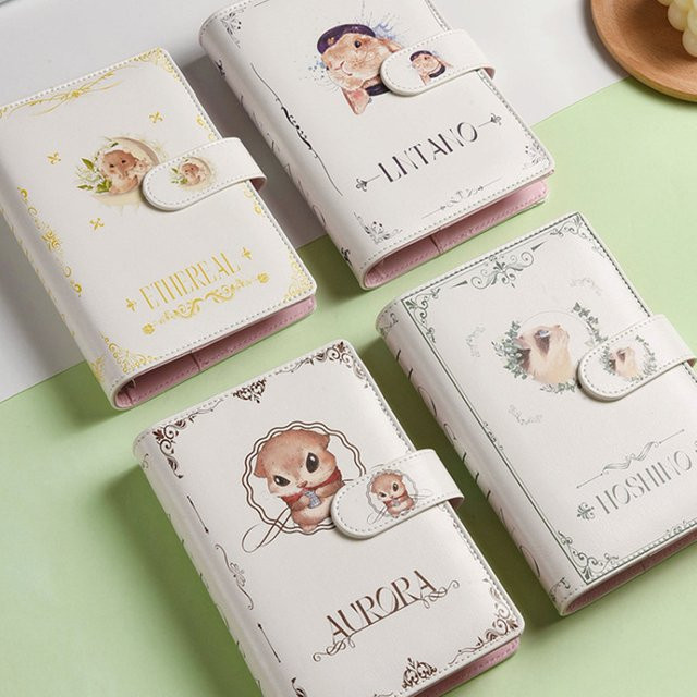 Coliky DIY Binder Notebook A6 aus weißem PU-Leder mit niedlichem Tier-Design für Agenda und Tagebuch - Bild 1