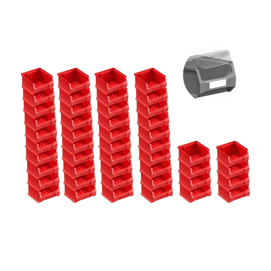 PROREGAL SuperSparSet 48 Stück Sichtlagerboxen mit Abdeckung, Farbe: Rot, H x B x T: 6 x 10 x 10 cm - Bild 2