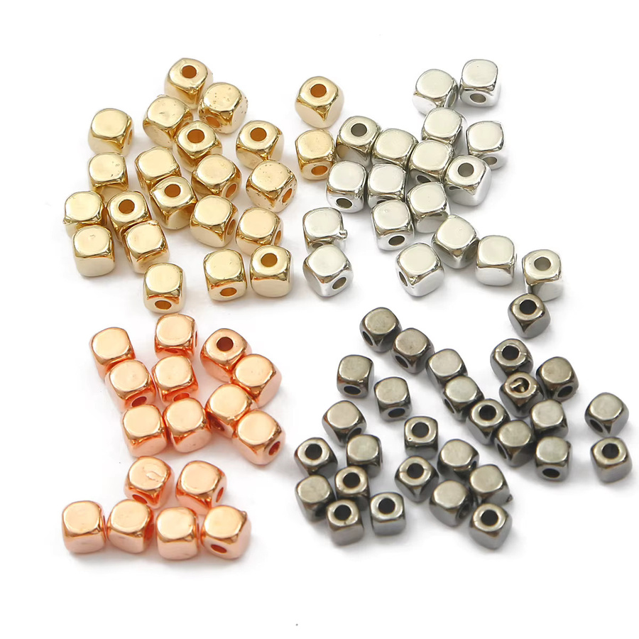 Distanzperlen Rocailles, quadratisch, 3–4 mm, Roségoldfarben, Unisex - Bild 2