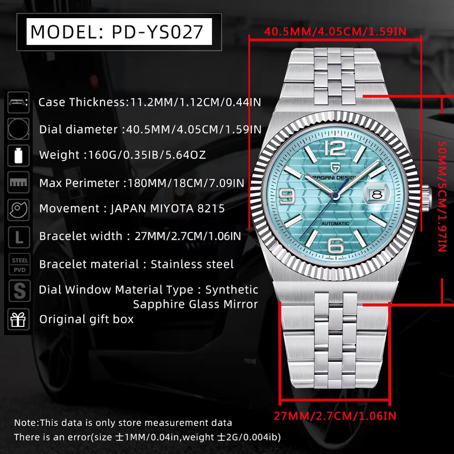 PAGANI DESIGN Armbanduhr Automatik, Edelstahl, Schwarz, Herren - Bild 2