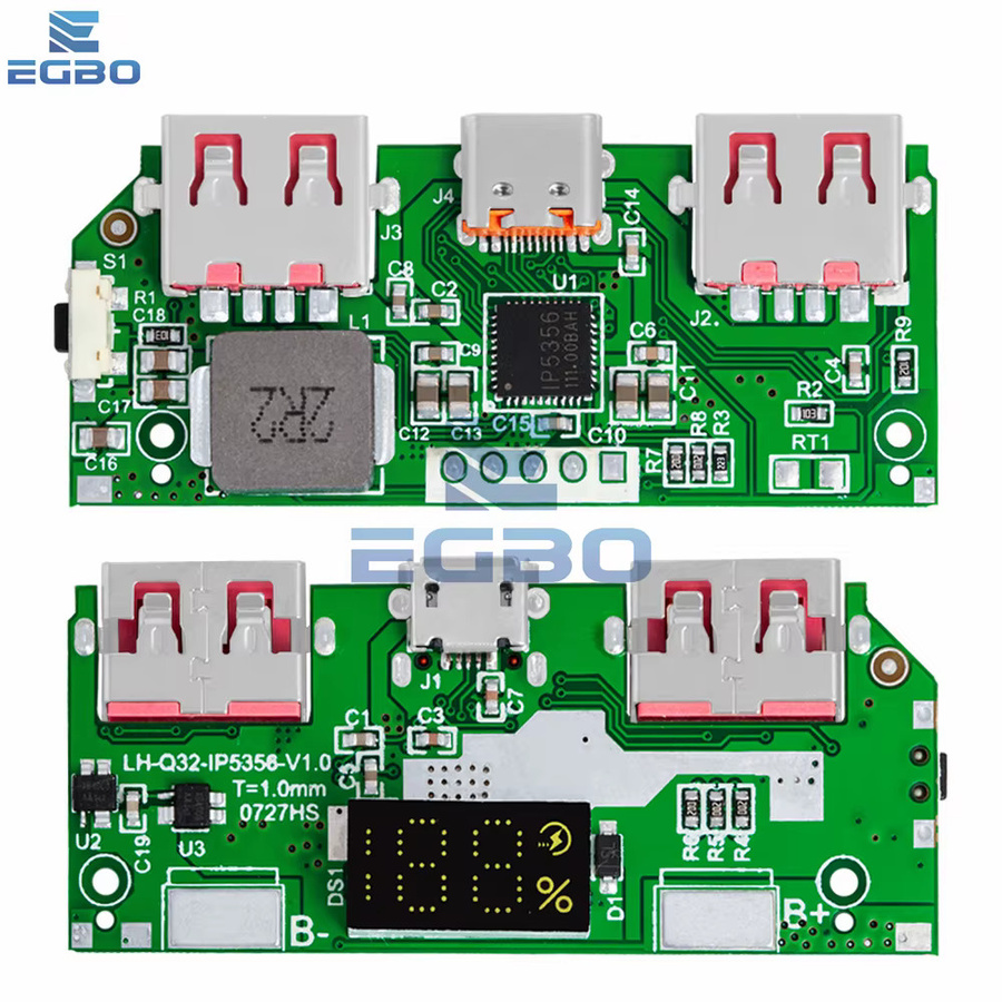EGBO IP5356 Lithiumbatterie Schnelllademodul mit Digitalanzeige, 5V 3A, Type-C und Micro USB, Farbe: Grün - Bild 3