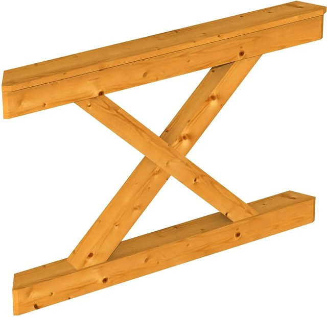 Skan Holz Brüstung Andreaskreuz aus Fichte und Eiche in Eiche hell, B: 120 cm, H: 84 cm - Bild 1