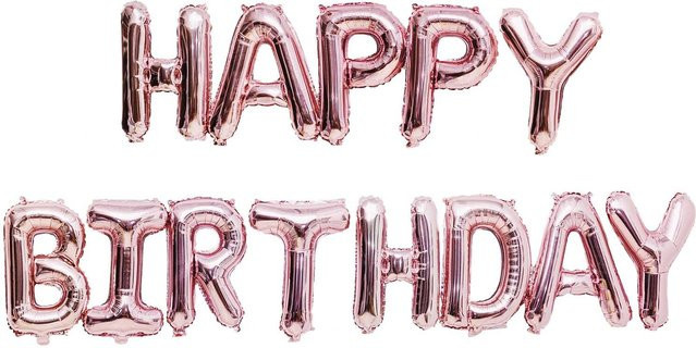 Rico Design Folienballon-Set Happy Birthday in Rosa zum Aufhängen - Bild 1