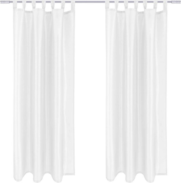 Arsvita 2er Pack Gardine Alessia blickdicht mit Schlaufen, Weiß, B: 140 cm, H: 175 cm - Bild 1