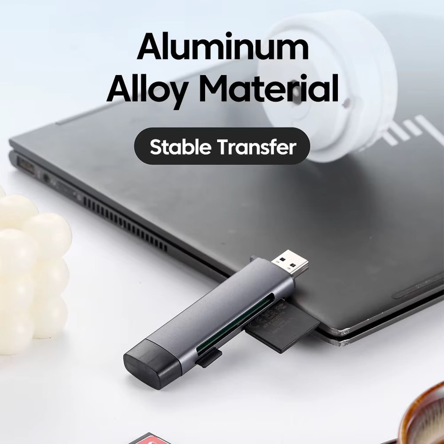 elough 5-in-1 Multifunktionaler USB 2.0 Kartenleser für CF SD TF Speicherkarten in Schwarz - Bild 3