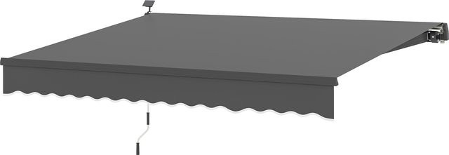 Outsunny Gelenkarmmarkise mit Solar-Beleuchtung und Handkurbel, UV 50 Sonnenschutz für Terrasse und Balkon, Grau, B: 395 cm, T: 300 cm, H: 150 cm - Bild 1