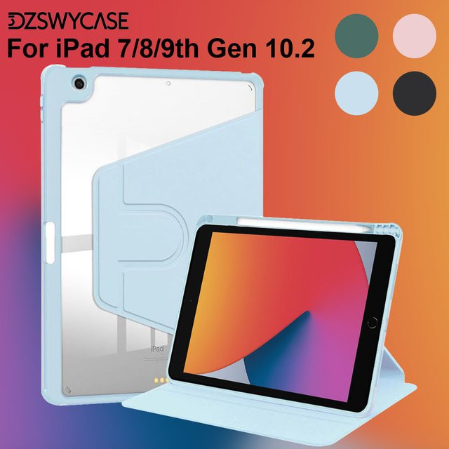 DZSWYCASE 360 Grad drehbare Standhülle für iPad 9./8./7. Generation 10,2 Zoll in Pink mit Stifthalter und automatischer Sleep/Wake-Funktion - Bild 1