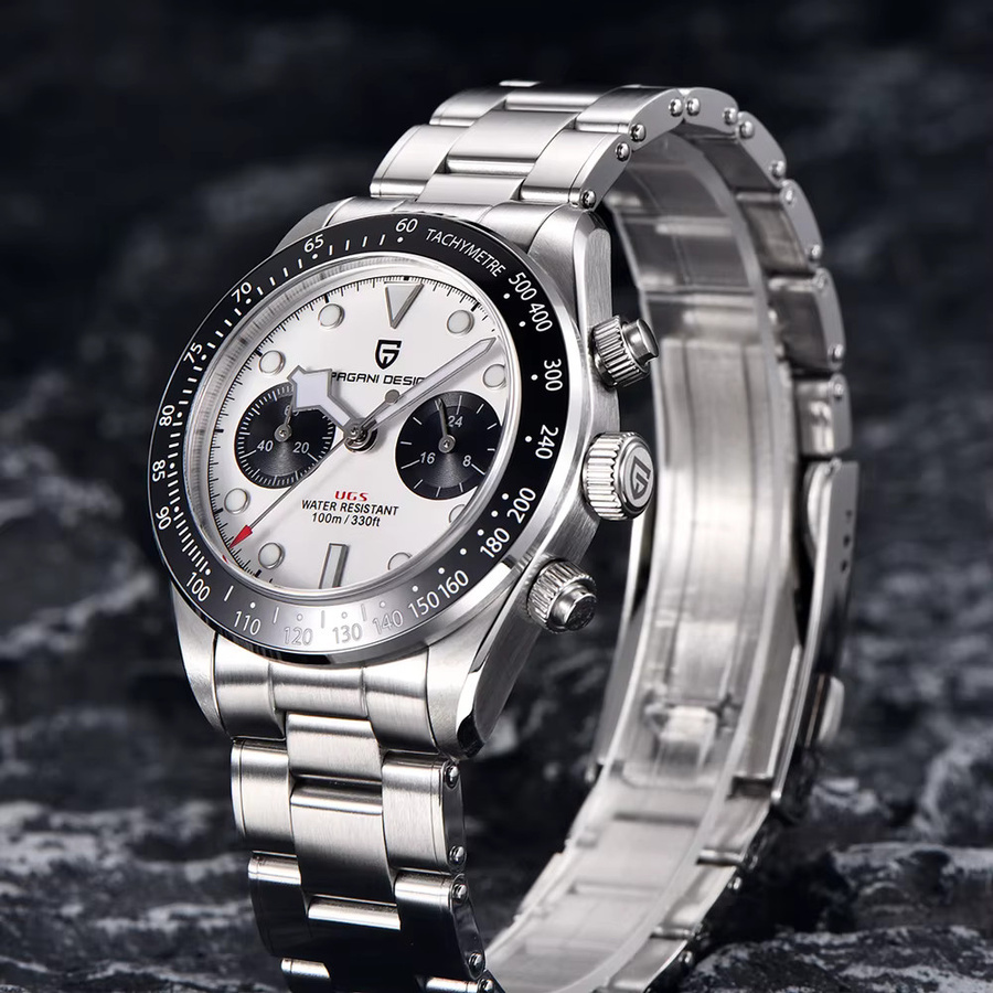 PAGANI DESIGN Chronograph, Quarz, Edelstahl, Weiß, Herren - Bild 4