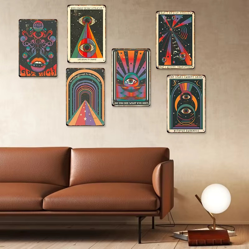 Potdemiel Metallposter Retro Bohemian Psychedelic 70er Jahre Design mit inspirierenden Zitaten, Multicolor, Wandbild für dein Zuhause - Bild 3