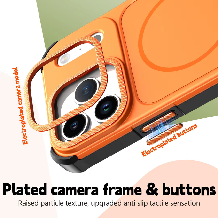 SUNWARD MagSafe Magnetische Handyhülle für iPhone 17 16 15 14 13 12 11 Pro Max Plus – Robuste Heavy-Duty Hybrid Stoßfeste Schutzhülle in Schwarz und Orange - Bild 5