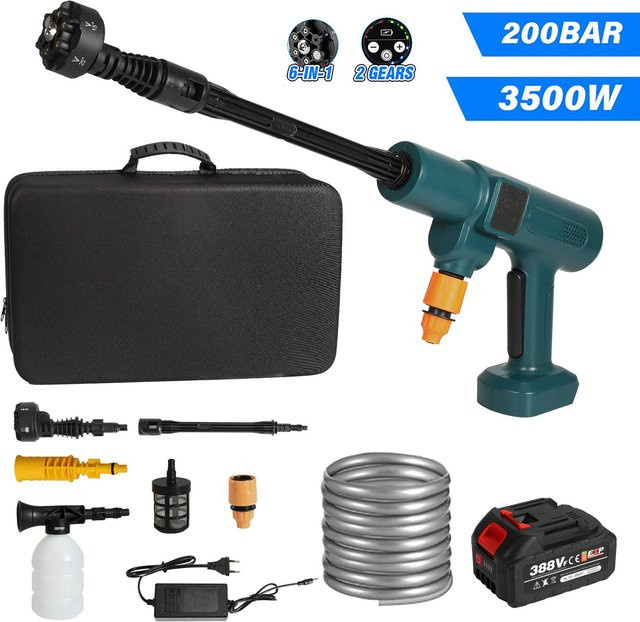 Bürstenloser elektrischer Hochdruckreiniger mit 3500W und 200Bar für Makita 18V Akku LXT, Akku-Autowaschanlage und Gartenbewässerungswerkzeug - Bild 1