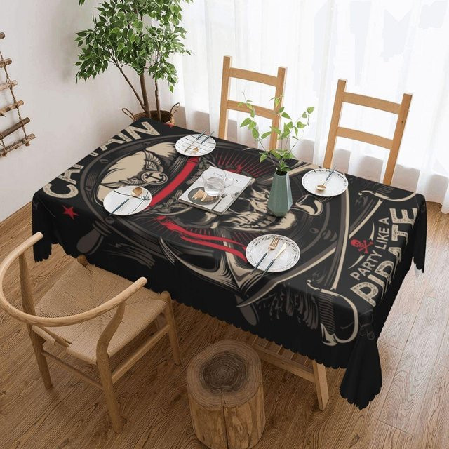 Wasserdichte rechteckige Tischdecke von JMG Household Supplies mit Marineblauem Anker und Streifen, B/T: 137 x 183 cm - Bild 1