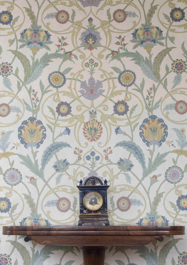 Lewis & Wood Tapete Ipek Damask Pugin in Schwarz, Gold und Multicolour mit floralem und orientalischem Design, Breite: 134 cm - Bild 1