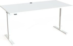 STIER Elektrisch höhenverstellbarer Schreibtisch 501-20 in Weiß mit abgerundeten Ecken und MDF-Laminat Tischplatte, B: 160 cm, T: 80 cm - Bild 1