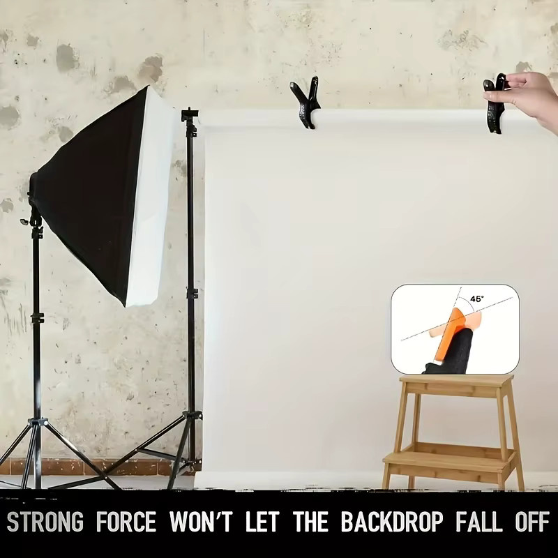 12 Stück robuste Federklammern aus schwarzem Kunststoff, 3-Zoll-Mini-Hintergrundklemmen für Basteln, Holzbearbeitung und Fotostudio - Bild 3