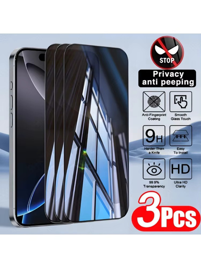 3er-Pack DIXSG Sichtschutz Panzerglas für iPhone 17 16 15 14 13 12 11 Pro Max Plus XR XS in Transparent - Bild 7