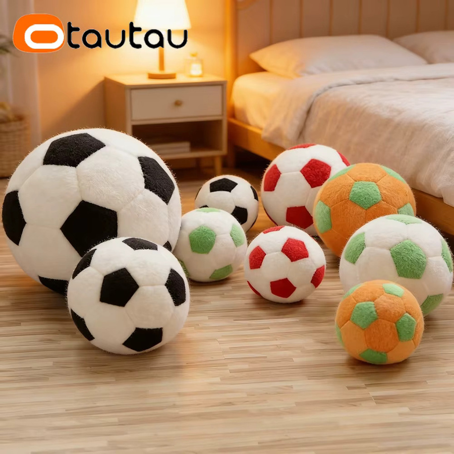 OTAUTAU Fußballkissen aus weichem Samt in Schwarz und Weiß, Durchmesser: 30 cm - Bild 2