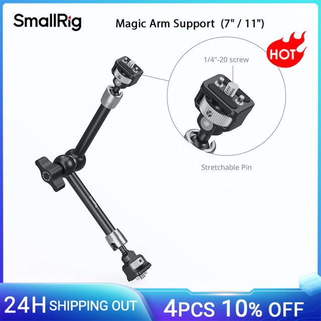 SmallRig Magic Arm Unterstützung 7/11 Zoll in Schwarz mit 1/4"-20 Schrauben und einziehbaren Stiften für Monitore, Videoleuchten, Smartphones und Action-Kameras - Bild 1