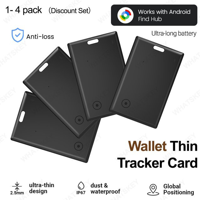 Google Find My GPS-Tracker im 1-4er-Pack, kabelloses ultradünnes Karten-Ortungsgerät für Android, Farbe: Schwarz - Bild 1