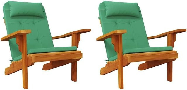 vidaXL Stuhlkissen Set 2 Stück Grün aus Oxford-Stoff mit Schaumstoff B: 58 cm, T: 77 cm, H: 4,5 cm - Bild 1