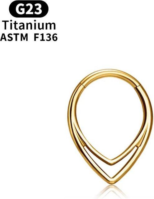 Lucky Star Jewelry Septum Hoop Ring, Titan, Gold, Zirkonia, Damen - Bild 1