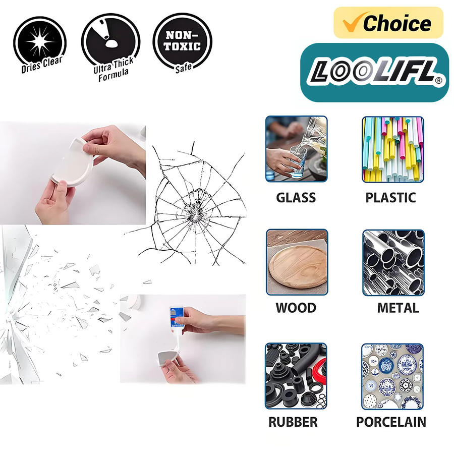 Loolifl Universeller Superkleber, 25 Stück à 20 ml, schnell trocknender Klebstoff für Glas, Metall, Keramik und Harz - Bild 2