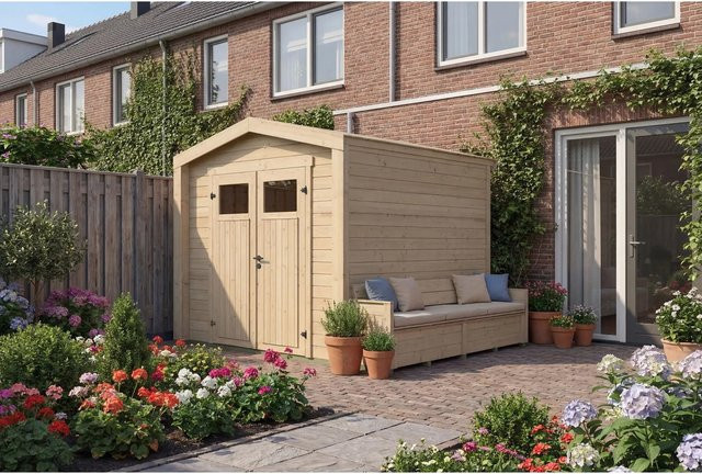 Weka Holz-Gartenhaus Killarney mit Satteldach in Braun, B/T/H: 294 x 248 x 246 cm - Bild 1