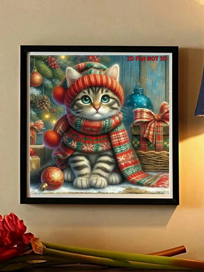 Potdemiel DIY 5D Diamant Malerei Kit Katze Motiv in Multicolour für Anfänger mit runden Steinen - Bild 3