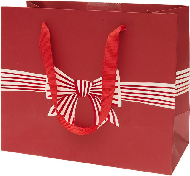 Rico Design Geschenktüte mit Schleife in Dunkelrot für die Weihnachtszeit B: 22 cm, H: 10 cm, T: 10 cm - Bild 1