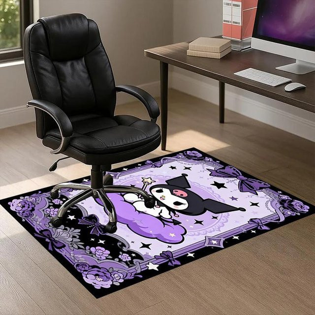 Kuromi Magischer Muster Teppich in Grau und Lila, rutschfeste und waschbare Fußmatte für Innen und Außen, B/T: 90 x 60 cm - Bild 1