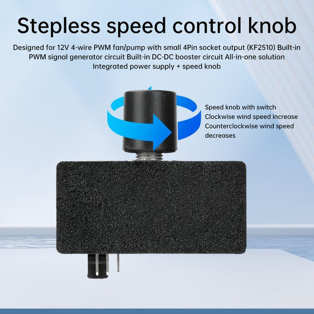 Aideepen PWM Lüftergeschwindigkeitsregler mit USB-C Anschluss, 12V DC 4-Pin Lüftersteuerung für Wasserkühlung und Kühler, Schwarz - Bild 1