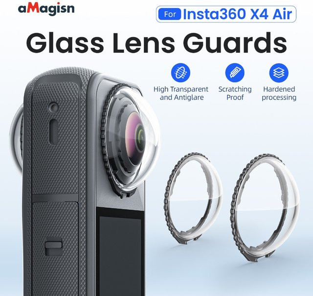 aMagisn Objektivschutz für Insta360 X4 Air, Standard-Objektiv, Transparent, mit eingebauter Sensordetektion und fingerabdruckresistenter Oberfläche - Bild 1
