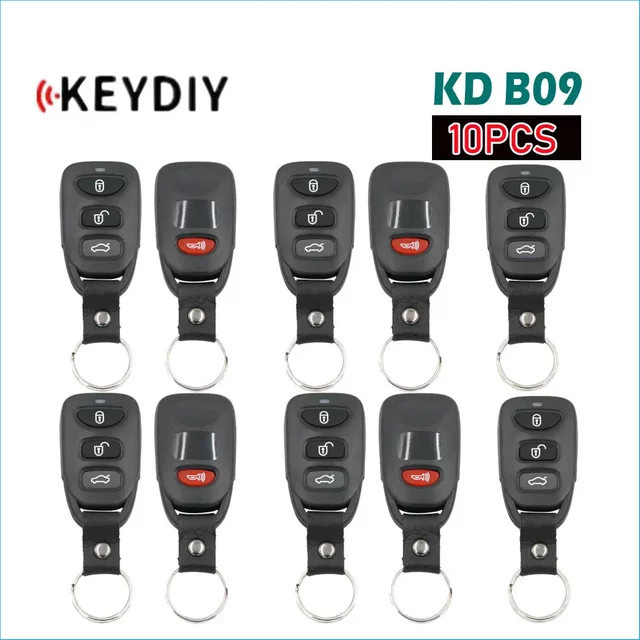 10 Stück KEYDIY KD B09 Universal Fernbedienung Auto Schlüssel für Hyundai, 4 Tasten, Farbe: Schwarz, kompatibel mit KD900 und KD-X2 B Serie - Bild 1
