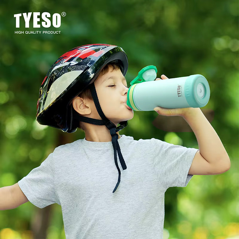TYESO Sport-Thermosflasche für Kinder aus Edelstahl, isolierter Reisebecher für Heiß- und Kaltgetränke, Orange - Bild 2
