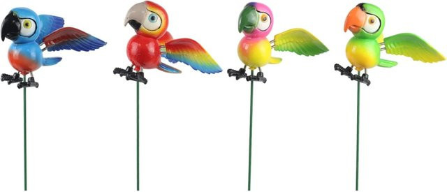 4er Set Deko-Gartenstecker Papageienvogel in Multicolour, Höhe: 45 cm, Breite: 3,5 cm, Tiefe: 10 cm - Bild 1
