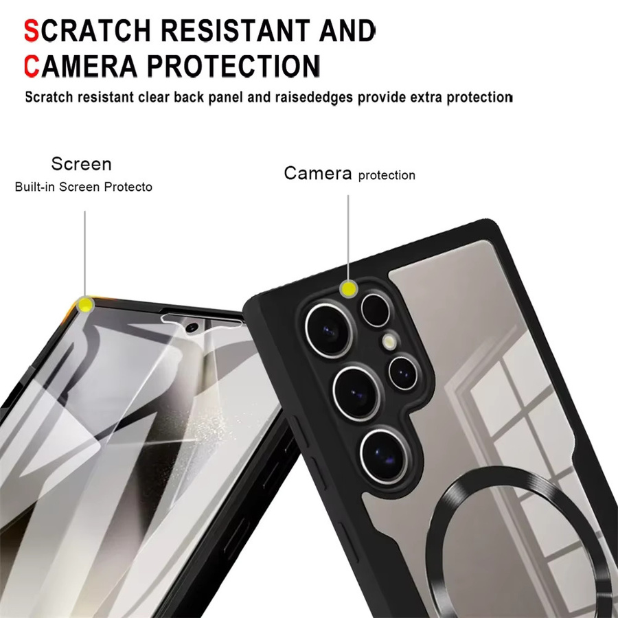 Stoßfeste 360 Grad Schutzhülle für Samsung Galaxy S26 S25 S24 S23 S22 Ultra Plus FE transparent und pink mit kabellosem Laden - Bild 5