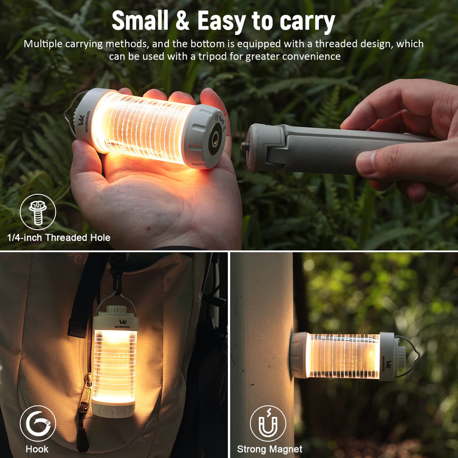 Wurkkos CL01 Camping Laterne mit 550 Lumen, wiederaufladbare RGB LED-Taschenlampe mit Magnet, Powerbank-Funktion und Touch-Dimmer, wasserdichtes EDC-Arbeitslicht in Weiss und Multicolour - Bild 6