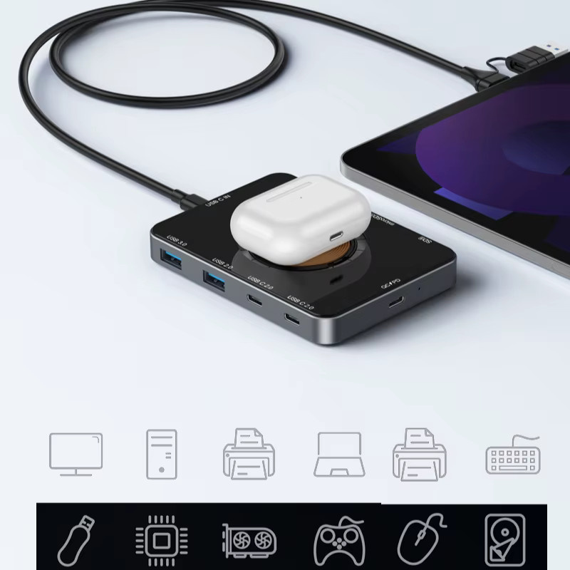Aluminium Typ-C 10-in-1 USB-Hub Multiport-Dockingstation mit 15W kabelloser Ladefunktion und USB 3.0 - Bild 2