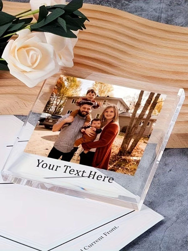 Personalisierter Bohemian 2D Flacher Acryl-Fotoblock Hello Young mit individuellem Text und Buchstaben, Dekoration in Weiß und Transparent, B/T/H: 13,0 x 13,0 x 1,0 cm - Bild 6