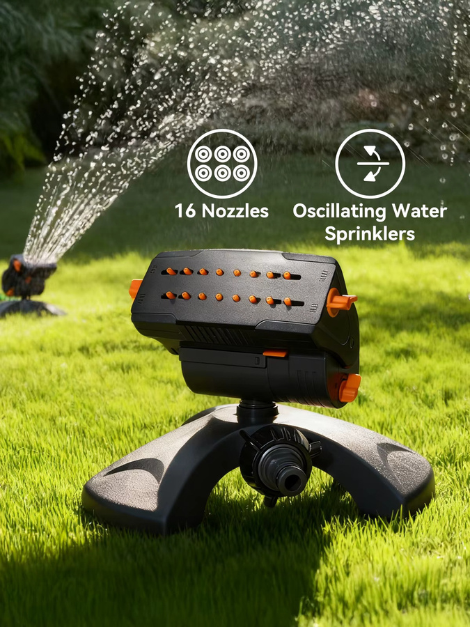 Diivoo Mini Turbo Oszillierender Gartensprinkler in Schwarz mit einstellbarer Reichweite und Durchflussrate - Bild 7