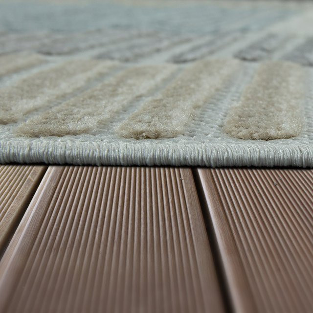 Runder In- & Outdoor-Teppich Stylo in Beige mit Hoch-Tief-Effekt, Durchmesser: 160 cm - Bild 1