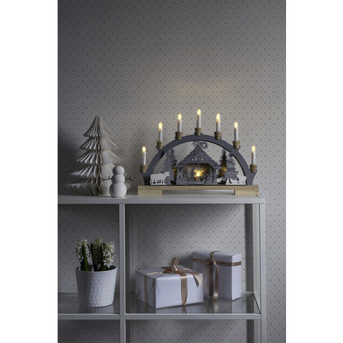 Konstsmide LED Schwibbogen aus Holz mit Nativity-Motiv in Weiss, B x H x T: 5 x 33 x 45 cm - Bild 3