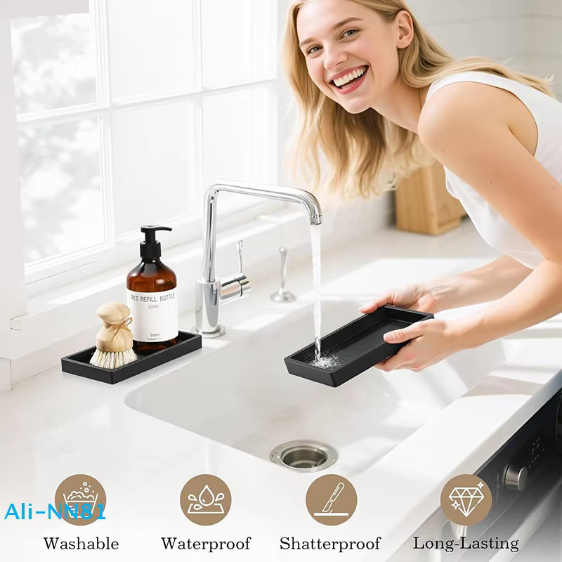 Silikon-Aromatherapie-Tablett in Schwarz mit Marmor-Optik als Aufbewahrungsbox für dein Badezimmer - Bild 2