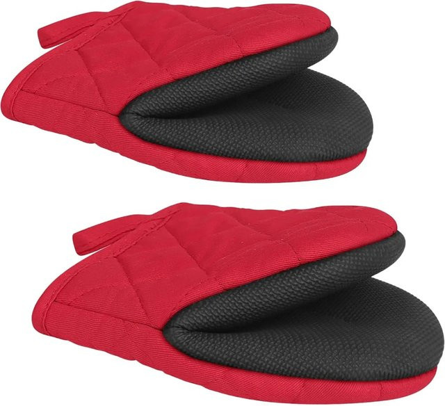 Hitzebeständige und rutschfeste Ofenhandschuhe von FEB.WIND in Rot zum Backen und Grillen - Bild 1