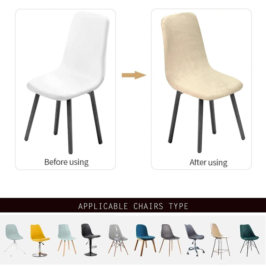 Yiran Furniture Silberfuchs Samt Stuhlbezug Beige, elastischer Universal-Bogenstuhlbezug für Esszimmerstühle, B/T/H: 40 x 38 x 38 cm - Bild 1