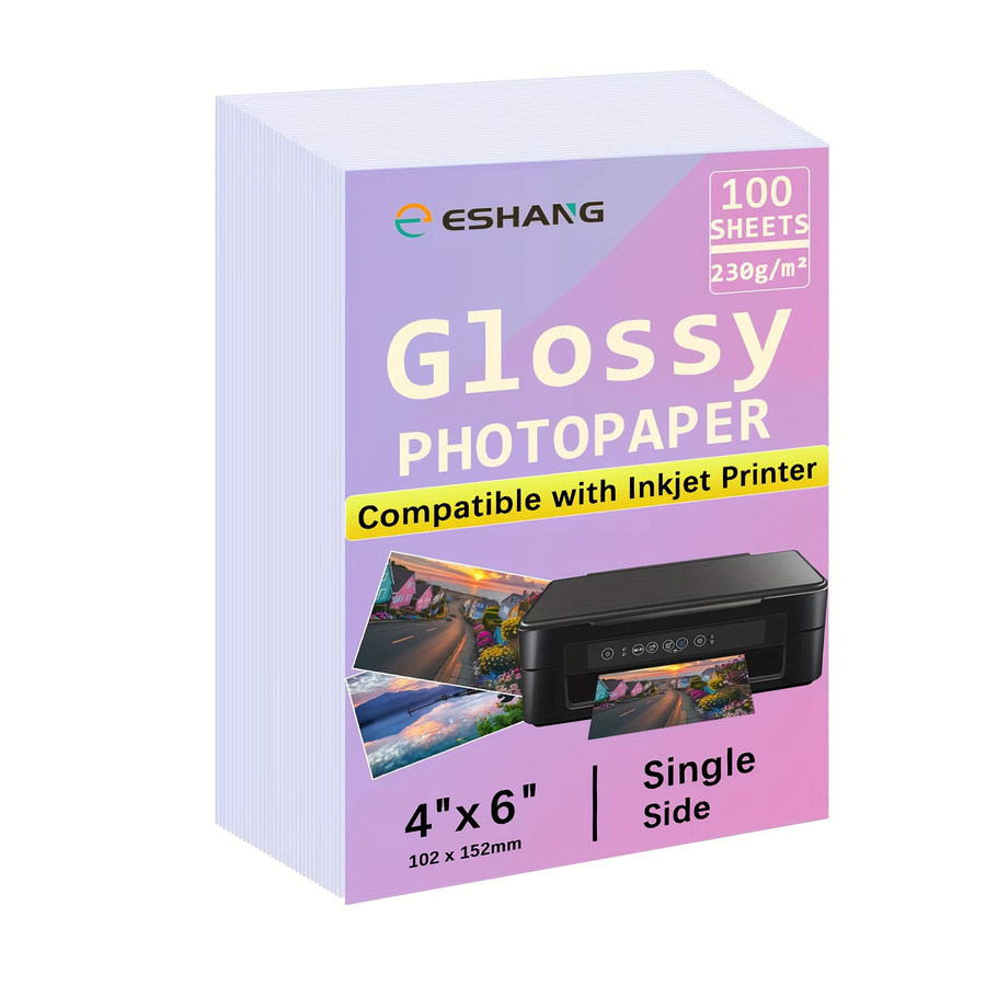 ESHANG Glänzendes Fotopapier für Tintenstrahldrucker, Farbe: Weiß, Format: A4 - Bild 2